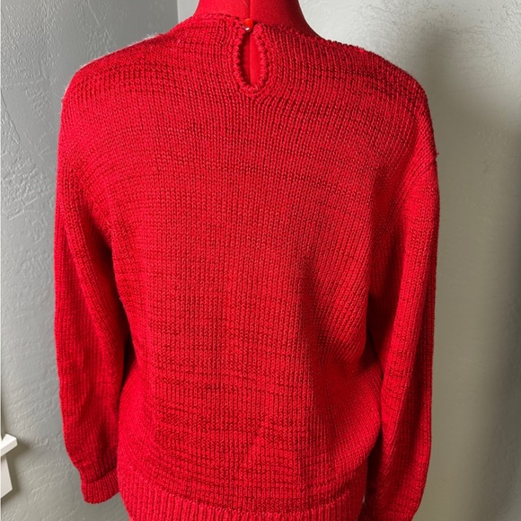 Vintage Nordstrom Town Square Red Embellished Sweater M 80s Sequin Angora Blend - Picture 5 of 7